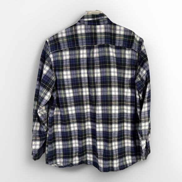 LL Bean Men’s 2XL Traditional Fit Cotton Flannel Plaid Shirt Tartan Blue - Picture 3 of 7
